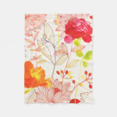 Floral Bloom Blush Gold Sun Pink Waterverf Fleece Deken (Voorkant)