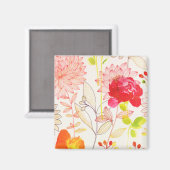 Floral Bloom Blush Gold Sun Pink Waterverf Magneet (Voorkant / Achterkant)