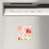 Floral Bloom Blush Gold Sun Pink Waterverf Magneet (Insitu (Vaatwasser))