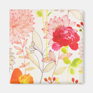 Floral Bloom Blush Gold Sun Pink Waterverf Magneet