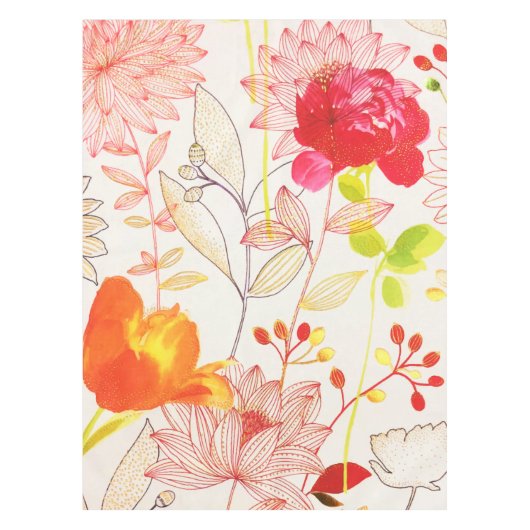 Floral Bloom Blush Gold Sun Pink Waterverf Tafelkleed (Voorkant)