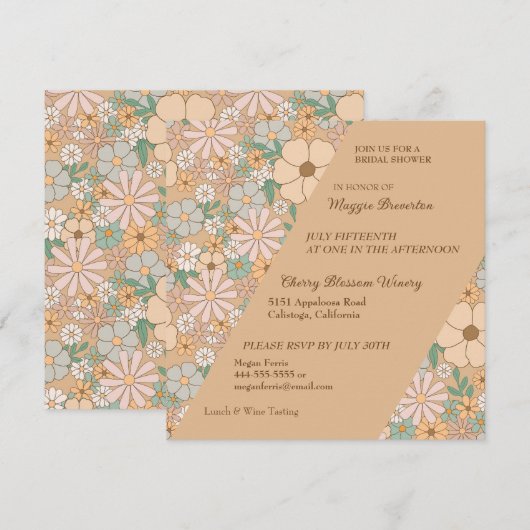 Floral Bloom Bridal Shower Kaart (Voorkant / Achterkant)