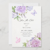 Floral bloom butterflies wedding save the date (Voorkant)