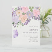 Floral bloom butterfly baby shower kaart (Staand voorkant)