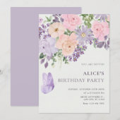 Floral bloom butterfly birthday kaart (Voorkant / Achterkant)