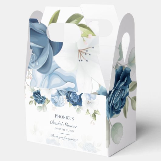 Floral Bloom Dusty Blue Eucalyptus Succulent Bedankdoosjes (Geopend)