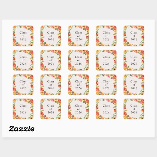 Floral Bloom Frame Class of 2026 Custom Sticker (Vel)