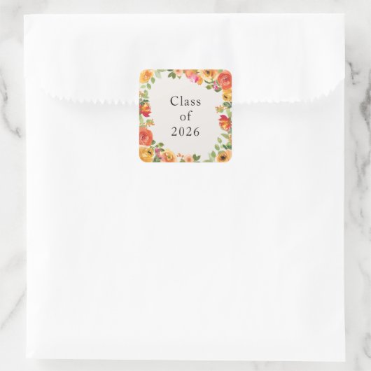Floral Bloom Frame Class of 2026 Custom Sticker (Tas)