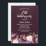 Floral Bloom Paars 21st Birthday Party Kaart<br><div class="desc">Floral Birthday-uitnodigingen in de Little Bayleigh Store.</div>