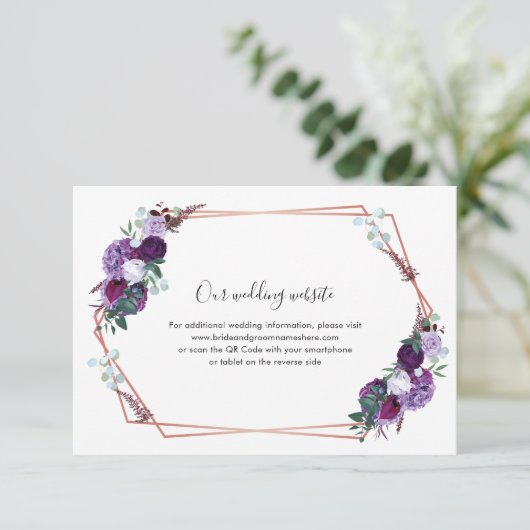 Floral Bloom QR Code Bruiloft Website Informatiekaartje (Staand voorkant)
