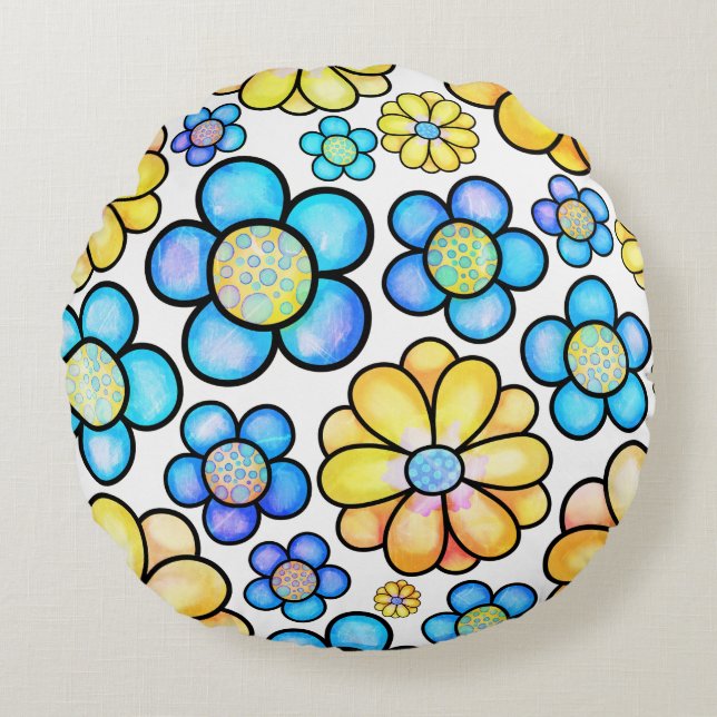 Floral Bloom Rond Kussen (Voorkant)