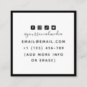 Floral Bloom Waterverf Gothic Skull Tattoo Artist Vierkante Visitekaartje (Achterkant)