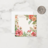 Floral Bloom Waterverf Lijst Notitiekaartje (Voorkant / Achterkant in situ)