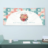 Floral Bloom Waterverf Tegel Baby shower Welkom Spandoek (Beurs)