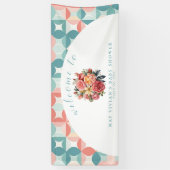 Floral Bloom Waterverf Tegel Baby shower Welkom Spandoek (Verticaal)