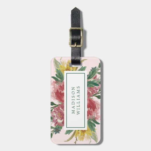 Floral Blooming Flowers Bagagelabel (Voorkant verticaal)