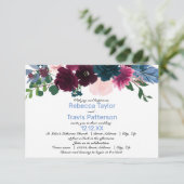 Floral Blooms Blue - 3x5 Wedding/Ontvangst Uitnodi Kaart (Staand voorkant)