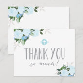 Floral Blooms Blue Religieuze Flat Hartelijk dank Bedankkaart (Voorkant / Achterkant)