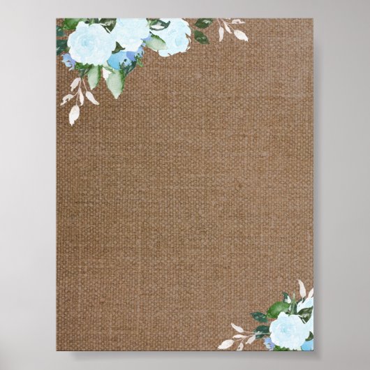 Floral Blooms Burlap Blank Poster (Voorkant)