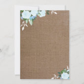 Floral Blooms Burlap Blue | Baptisme-uitnodiging Kaart (Achterkant)