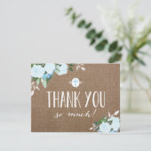Floral Blooms Burlap Blue Religieuze Hartelijk dan Bedankkaart (Staand voorkant)