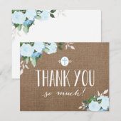 Floral Blooms Burlap Blue Religieuze Hartelijk dan Bedankkaart (Voorkant / Achterkant)