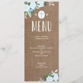 Floral Blooms Burlap | Menu Baptisme (Voorkant)