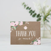 Floral Blooms Burlap Religieuze Hartelijk dank Bedankkaart (Staand voorkant)