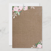 Floral Blooms Burlap roze | Baptisme-uitnodiging Kaart (Achterkant)