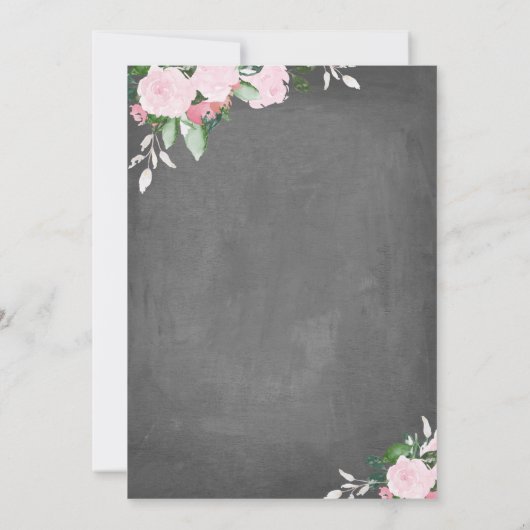 Floral Blooms Chalkboard | Baptisme-uitnodiging Kaart (Achterkant)