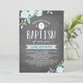 Floral Blooms Chalkboard | Baptisme-uitnodiging Kaart (Staand voorkant)