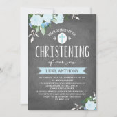 Floral Blooms Chalkboard | Christenuitnodiging Kaart (Voorkant)