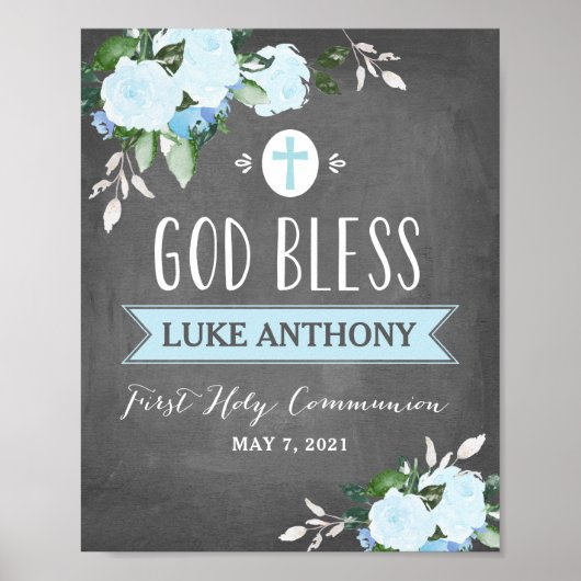 Floral Blooms Chalkboard Gods Zonder Samenwerkings Poster (Voorkant)