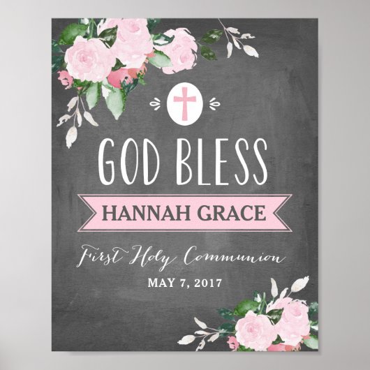 Floral Blooms Chalkboard Gods Zonder Samenwerkings Poster (Voorkant)