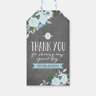 Floral Blooms Chalkboard Religieuze Dank u Label Cadeaulabel