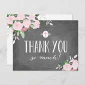 Floral Blooms Chalkboard Religieuze Hartelijk dank Bedankkaart (Voorkant / Achterkant)