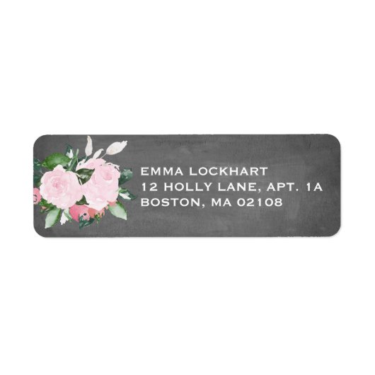 Floral Blooms Chalkboard retour adreslabel Etiket (Voorkant)