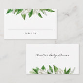 Floral Blooms Greenery Wedding White Waterverf Plaatskaartje (Voorkant / Achterkant)