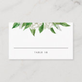Floral Blooms Greenery Wedding White Waterverf Plaatskaartje (Voorkant)