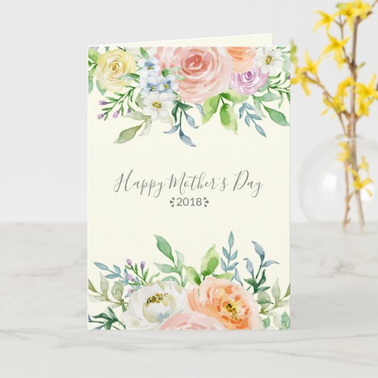 Floral Blooms Happy Moederdag Kaart (Gele Bloem)