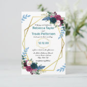 Floral Blooms Mod Blauwgroen - 3x5 Weddenschap Kaart (Staand voorkant)