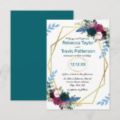 Floral Blooms Mod Blauwgroen - 3x5 Weddenschap Kaart (Voorkant / Achterkant)