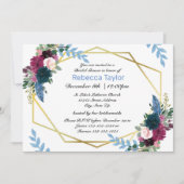 Floral Blooms Mod Blue - Bridal Shower Uitnodiging (Voorkant)