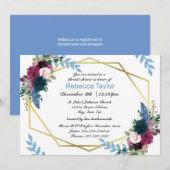 Floral Blooms Mod Blue - Bridal Shower Uitnodiging (Voorkant / Achterkant)