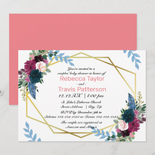 Floral Blooms Mod Roze - Baby Shower voor Couples Kaart