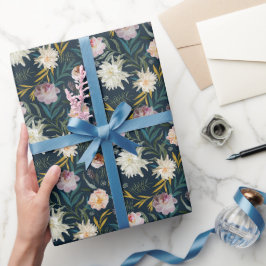Floral Blooms Navy geverfd Cadeaupapier