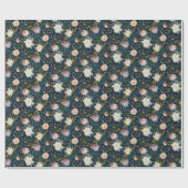 Floral Blooms Navy geverfd Cadeaupapier (Vlak)