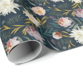 Floral Blooms Navy geverfd Cadeaupapier (Rol Hoek)