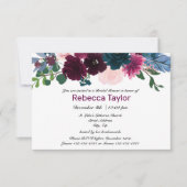 Floral Blooms Plum - 3x5 Bridal Shower Invitation Kaart (Voorkant)