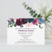 Floral Blooms Plum - 3x5 Bridal Shower Invitation Kaart (Staand voorkant)